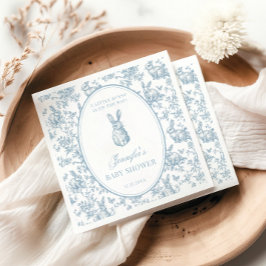Guardanapo De Papel Blue Toile Little Bunny Easter Baby Boy Shower