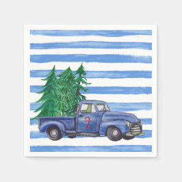 Guardanapo De Papel Blue Truck Christmas Napkins Personalizado