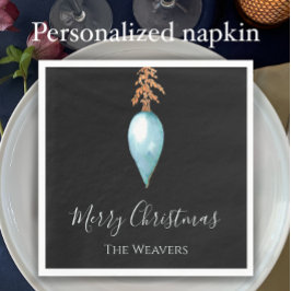 Guardanapo De Papel Blue Watercolor Bauble Christmas personalizado