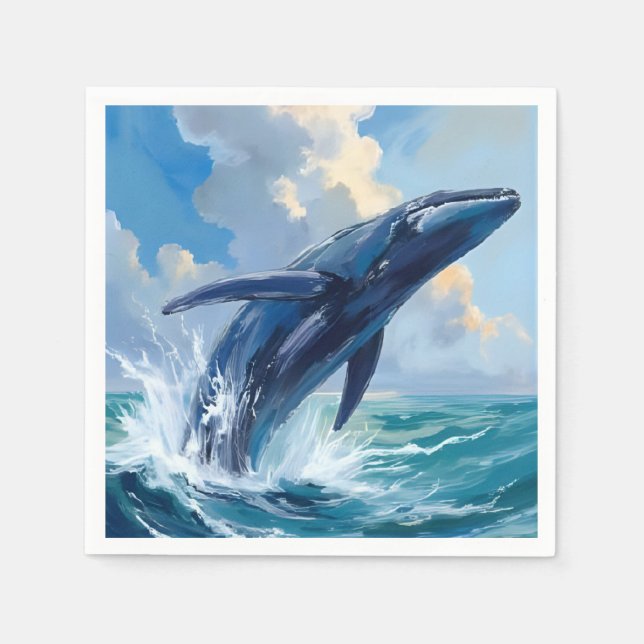 Guardanapo De Papel Blue Whale Ocean Animal Painting (Frente)
