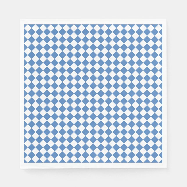 Guardanapo De Papel Blue White Checker Diamond Pattern (Frente)