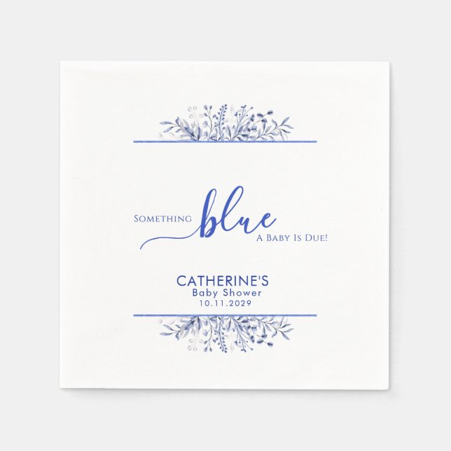 Guardanapo De Papel Blue Wildflower Something Blue Baby Shower (Frente)