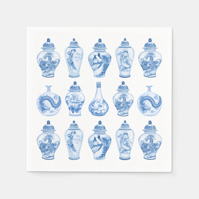 Guardanapo De Papel Blue Willow Chinoiserie Ginger Jars China (Frente)