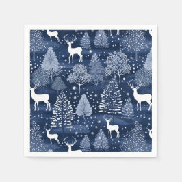 Guardanapo De Papel Blue Winter Woodland Christmas Reindeer Holiday
