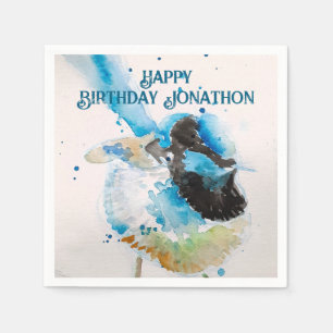 Guardanapo De Papel Blue Wren Watercolor Happy Birthday Wrens Aqua