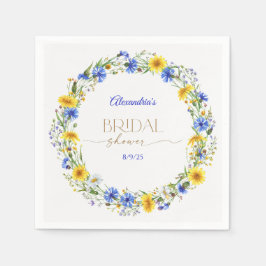 Guardanapo De Papel Blue Yellow Lavender Wildflower Wreath