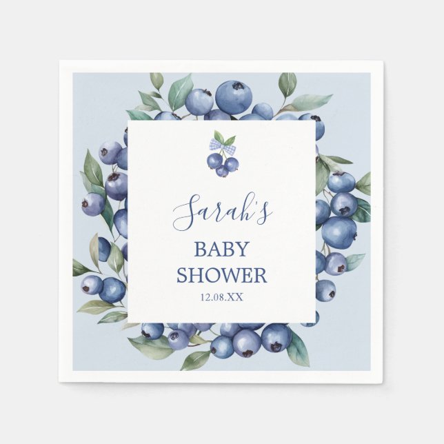 Guardanapo De Papel Blueberry Baby Shower Napkins (Frente)