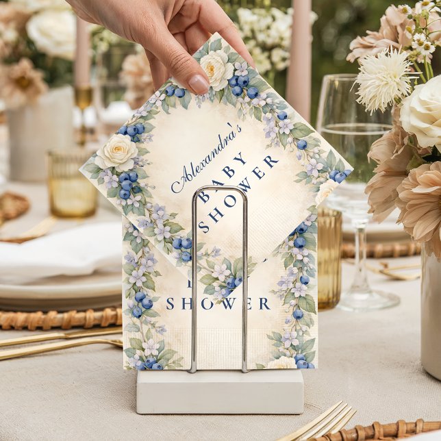 Guardanapo De Papel Blueberry Floral Wreath Baby Shower (Criador carregado)