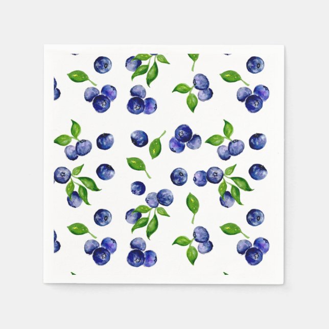 Guardanapo De Papel Blueberry Watercolor Berry First Birthday (Frente)