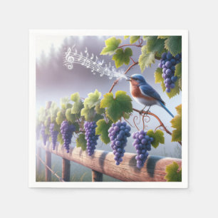Guardanapo De Papel Bluebird cantando em uma vinha