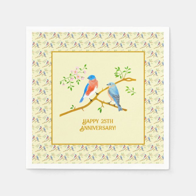 Guardanapo De Papel Bluebirds Happy Anniversary (Frente)