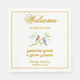 Guardanapo De Papel Bluebirds White Wedding Standard Napkins