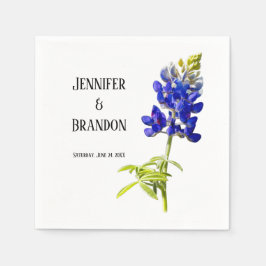 Guardanapo De Papel Bluebonnet Floral em Branco, Casamento Napkins