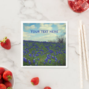 Guardanapo De Papel Bluebonnets Blue Flowers Texas Texan Floral Napkin