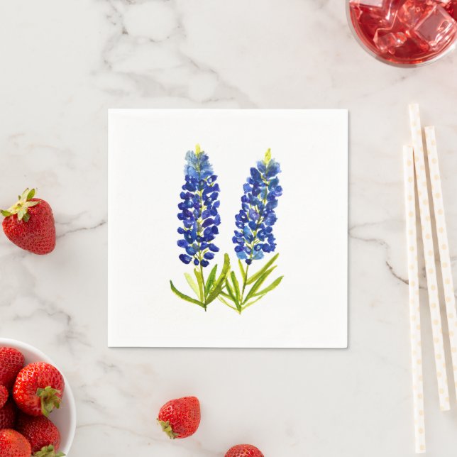 Guardanapo De Papel Bluetooth Texas Floral Wildflower Watercolor (Insitu)