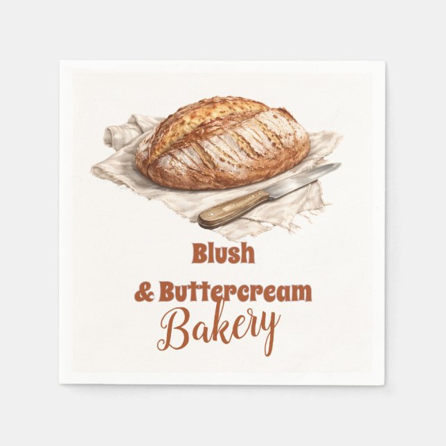 Guardanapo De Papel Blush Artisan Bread Bakery Business (Frente)