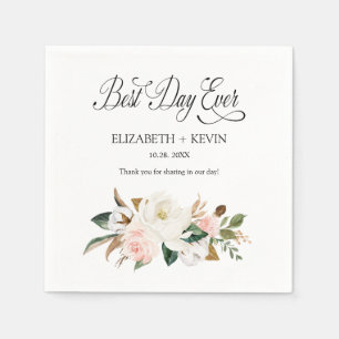 Guardanapo De Papel Blush Branco Magnolia Floral Melhor Dia Nunca Casa