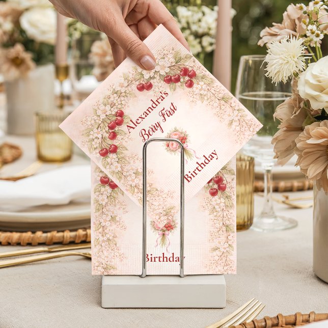 Guardanapo De Papel Blush Cherry Botanical Party 1st Birthday (Criador carregado)