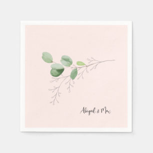 Guardanapo De Papel Blush de Folhagem de Aquarela