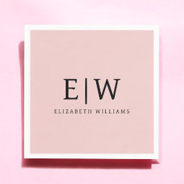 Guardanapo De Papel Blush Dusty Pink Girly Script Monograma Nome Moder