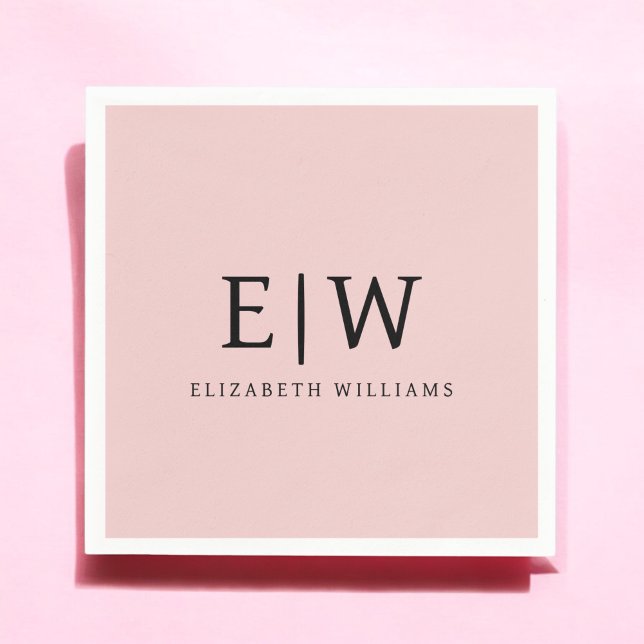 Guardanapo De Papel Blush Dusty Pink Girly Script Monograma Nome Moder (Criador carregado)