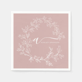 Guardanapo De Papel Blush Dusty Pink Girly Script Monograma Nome Moder