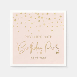 Guardanapo De Papel Blush Elegante Dourado Confetti 80 Birthday