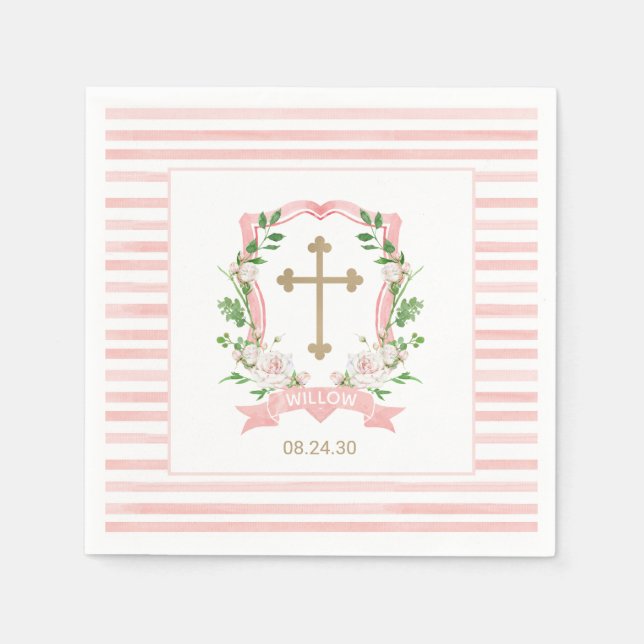 Guardanapo De Papel Blush Floral Baptism (Frente)