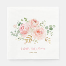 Guardanapo De Papel Blush Floral Chá de fraldas Personalizado Napkins