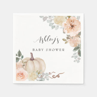 Guardanapo De Papel Blush Floral Pumpkin Baby Shower Napkins Paper