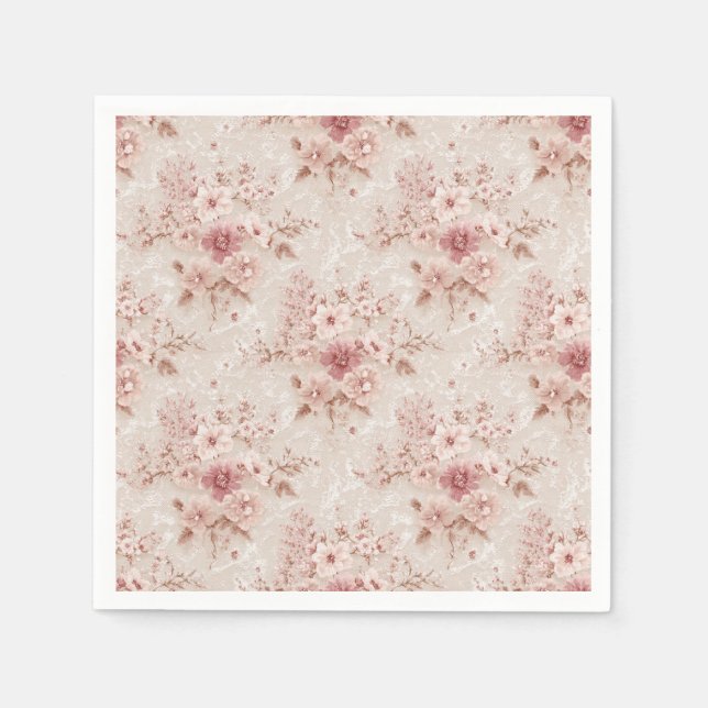Guardanapo De Papel Blush Floral Romantic Lace-Inspired Paper Napkin (Frente)