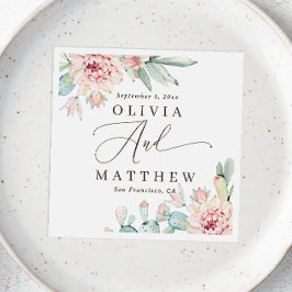 Guardanapo De Papel Blush Floral Succulent Wedding | Botânica do Deser