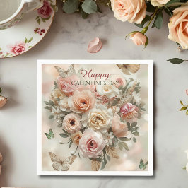 Guardanapo De Papel Blush Garden Roses Galentine Tea Party Florals