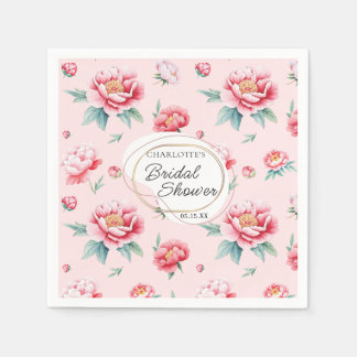 Guardanapo De Papel Blush Peony Nome Personalizado Napkins
