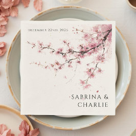 Guardanapo De Papel Blush Pink Cherry Blossom Elegant Floral Wedding