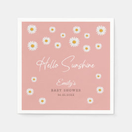 Guardanapo De Papel Blush Pink Daisy Hello Sunshine Baby Shower Paper
