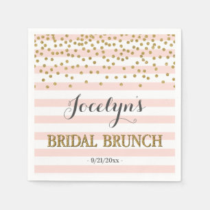 Guardanapo De Papel Blush Pink e Douradas Stripes Bridal Brunch