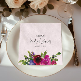 Guardanapo De Papel Blush Pink Floral Bridal Shower Paper Napkin