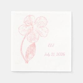 Guardanapo De Papel Blush Pink Floral Line Art Wedding Paper Napkins