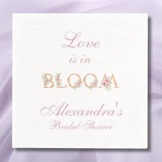 Guardanapo De Papel Blush Pink Floral Love is in Bloom Bridal Shower