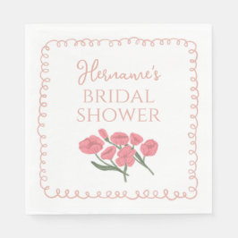 Guardanapo De Papel Blush Pink Floral Whimsical Bridal Shower