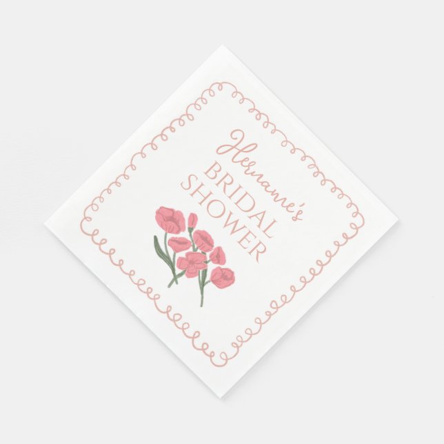 Guardanapo De Papel Blush Pink Floral Whimsical Bridal Shower (Quina)