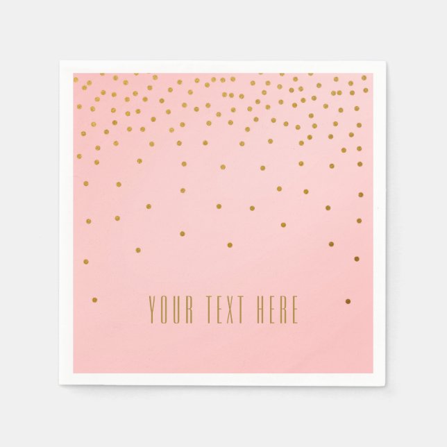 Guardanapo De Papel Blush Pink & Gold Foil Confetti Casamento Napkins (Frente)