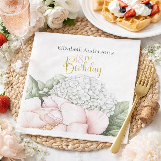 Guardanapo De Papel Blush Pink Peony Floral 18th Birthday 