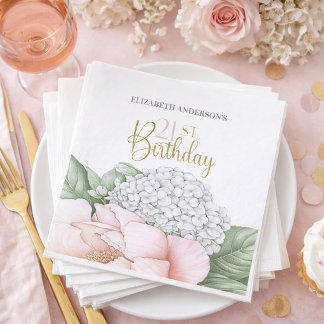 Guardanapo De Papel Blush Pink Peony Floral 21st Birthday 