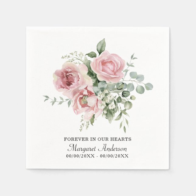 Guardanapo De Papel Blush Pink Rose Memorial (Frente)