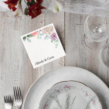 Blush Pink Rose Wedding Cocktail Napkin