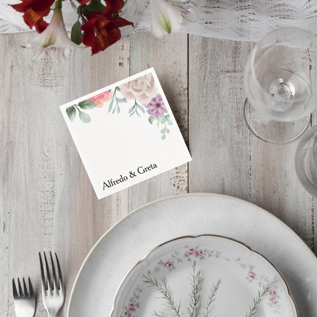 Guardanapo De Papel Blush Pink Rose Wedding Cocktail Napkin (Criador carregado)
