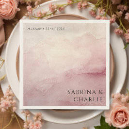 Guardanapo De Papel Blush Pink Watercolor Wash Minimalist Wedding