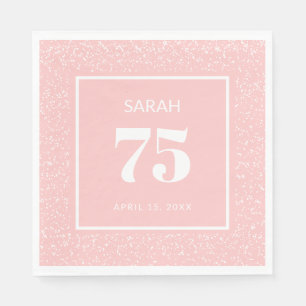 Guardanapo De Papel Blush Rosa Branco Stardust Glitter 75º Aniversário